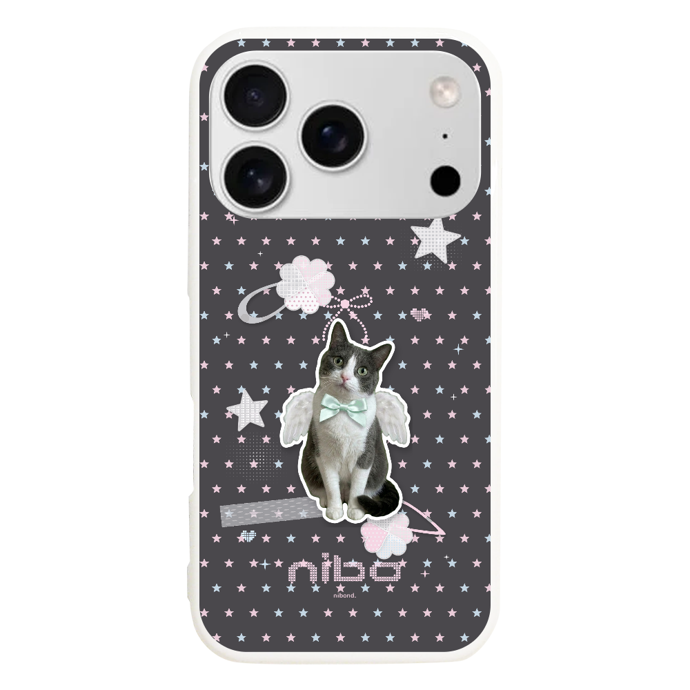 天使にぼ ステッチ星柄 iPhoneケース（iPhone17 Pro）