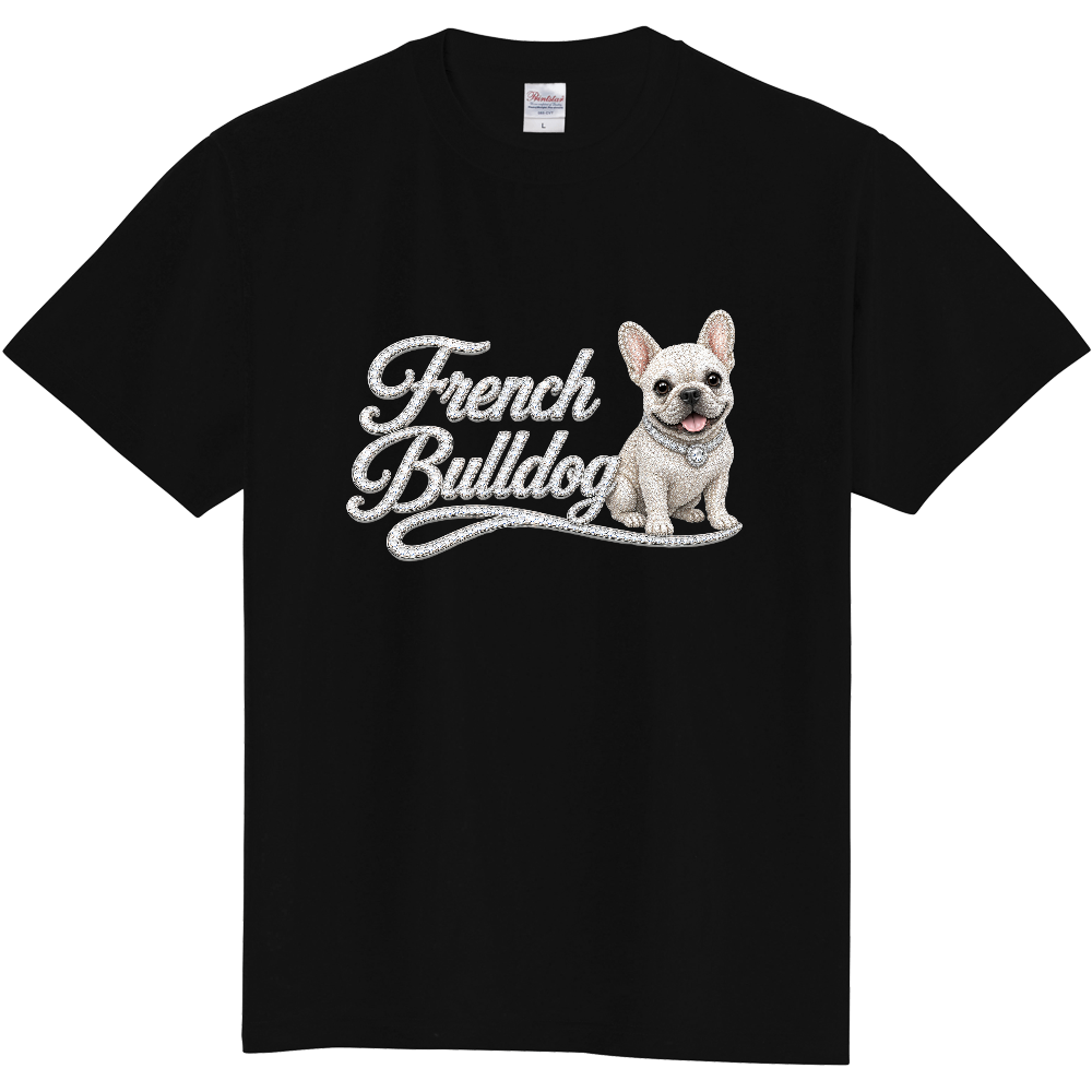 FRENCH BULLDOG JEWEL SCRIPT プリントTシャツ|フレンチブルドッグ