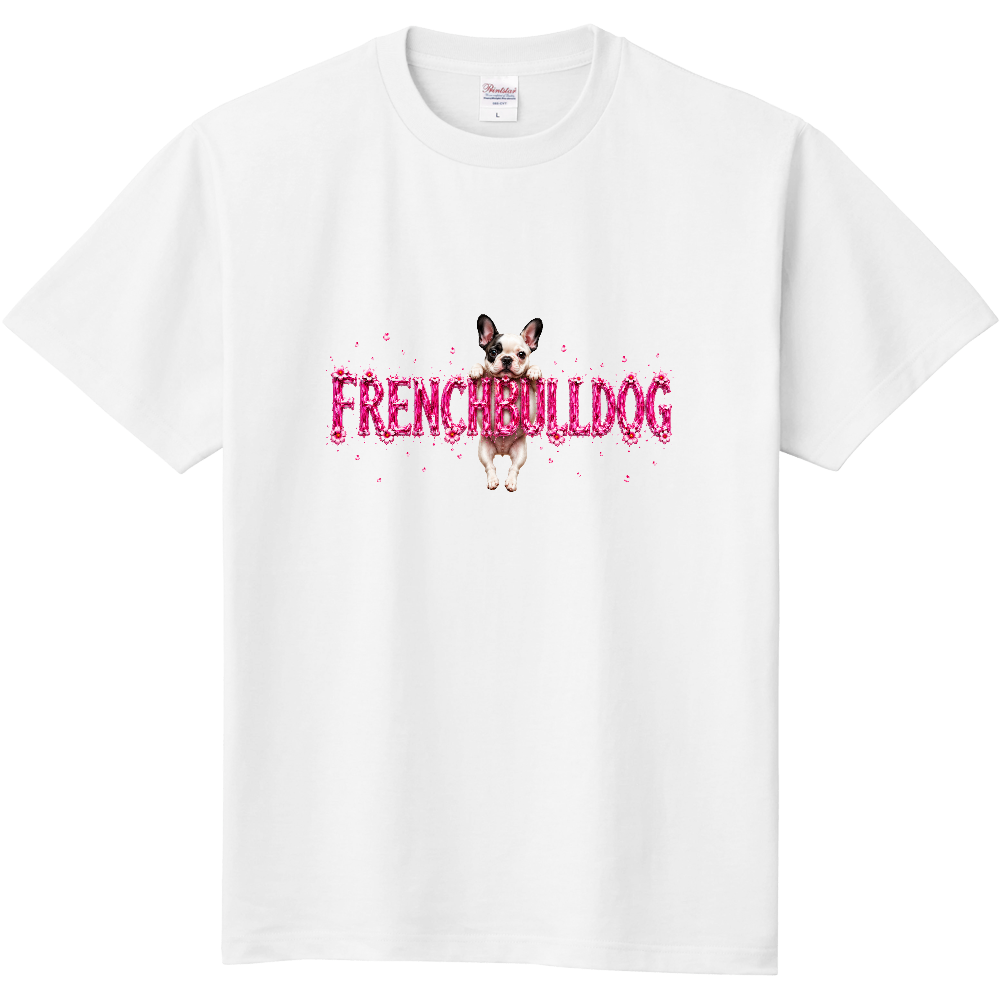 フレンチブルドッグ ピンクグリッター プリントTシャツ