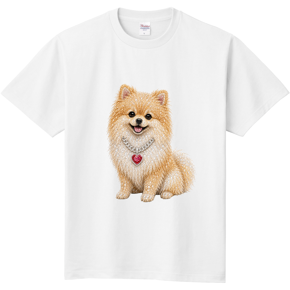 ポメラニアン ジュエルハート プリントTシャツ / Pomeranian Jewel Heart Tee