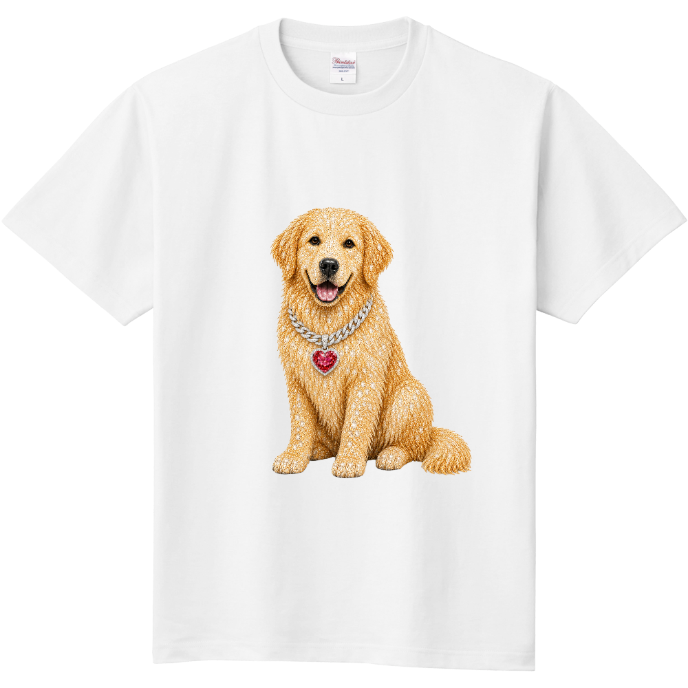 ゴールデンレトリバー ハートジュエル Tシャツ / Golden Retriever Heart Jewel Tee