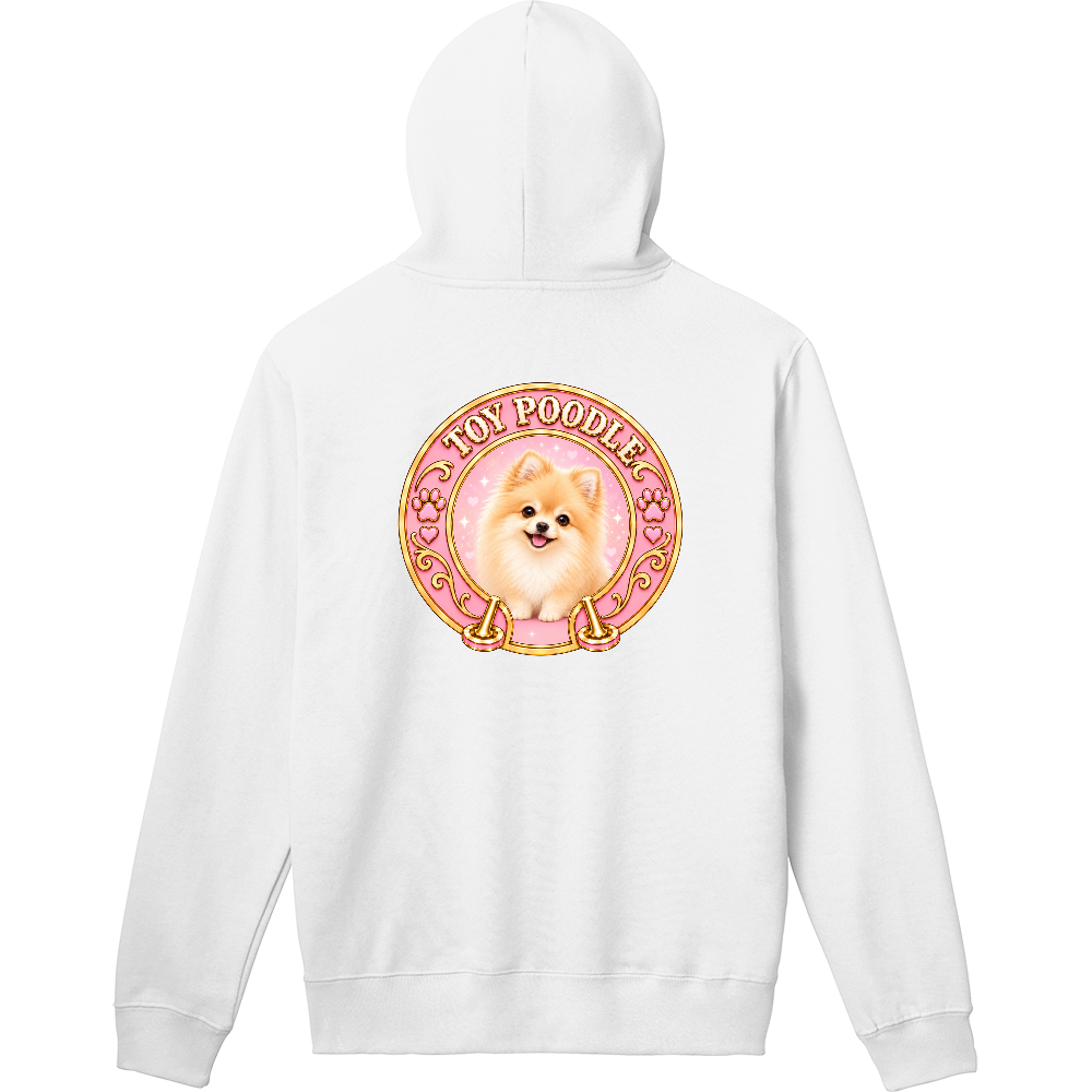 POMERANIAN PINK JEWEL HOODIE｜ポメラニアン ピンクジュエル バックプリントパーカー