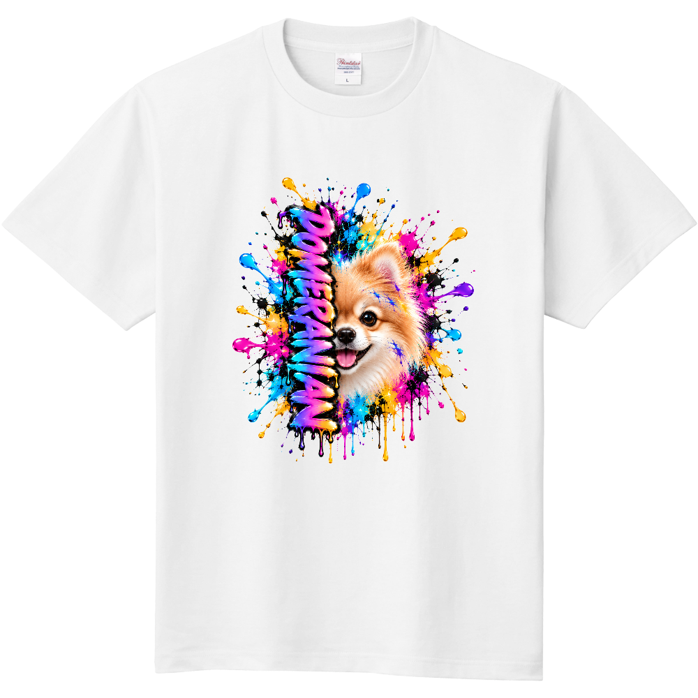 POMERANIAN COLOR SPLASH TEE|ポメラニアン カラースプラッシュTシャツ