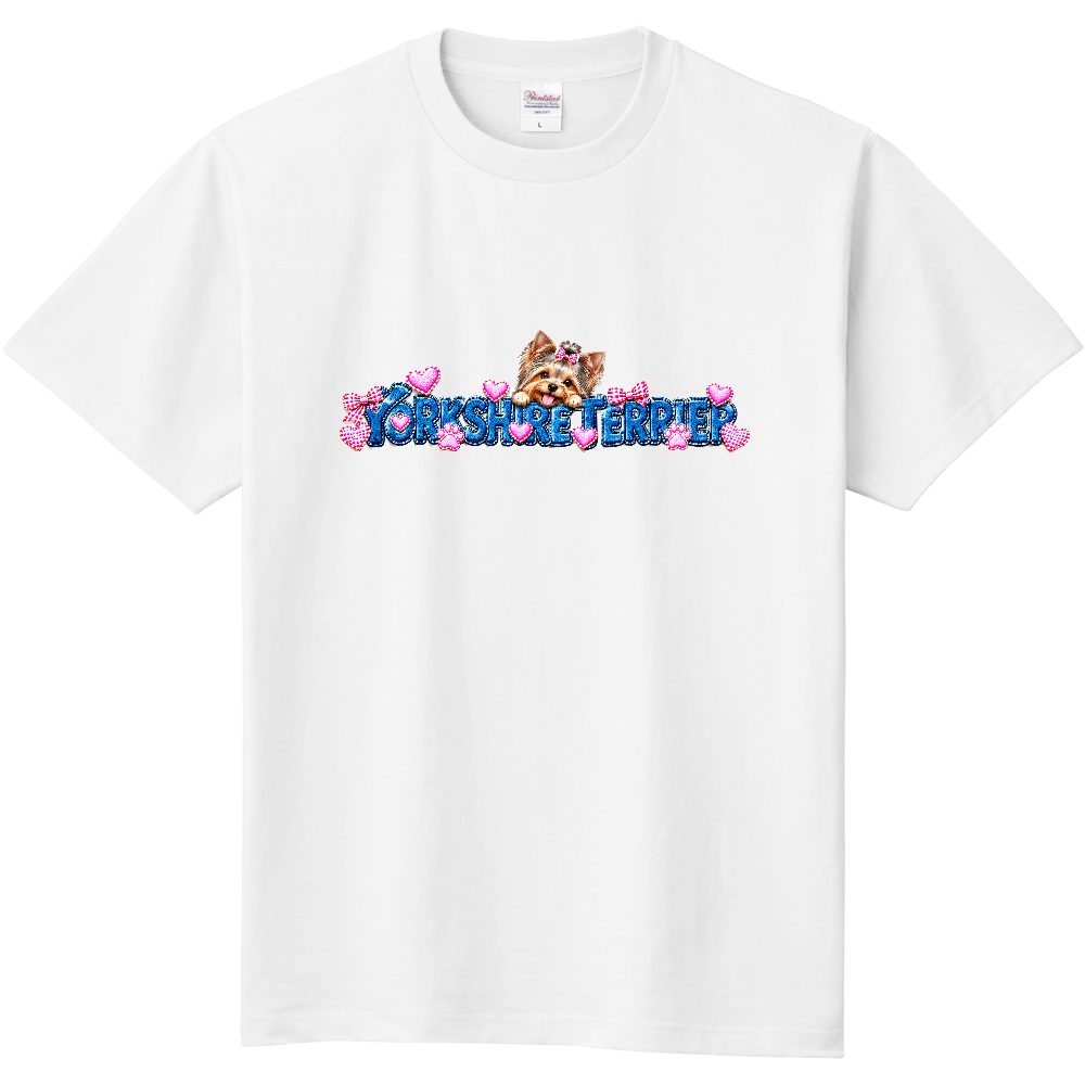 YORKSHIRE TERRIER DENIM HEART TEE|ヨークシャーテリア デニムハートTシャツ