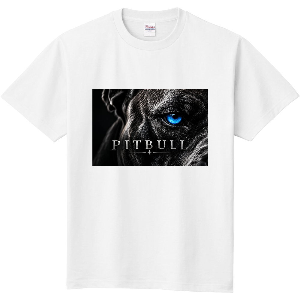 ピットブル ブルーアイ グラフィック ホワイトTシャツ