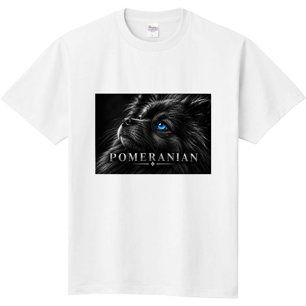 ポメラニアン ブルーアイ グラフィック ホワイトTシャツ