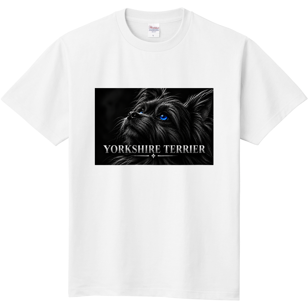 ヨークシャーテリア ブルーアイ グラフィック ホワイトTシャツ