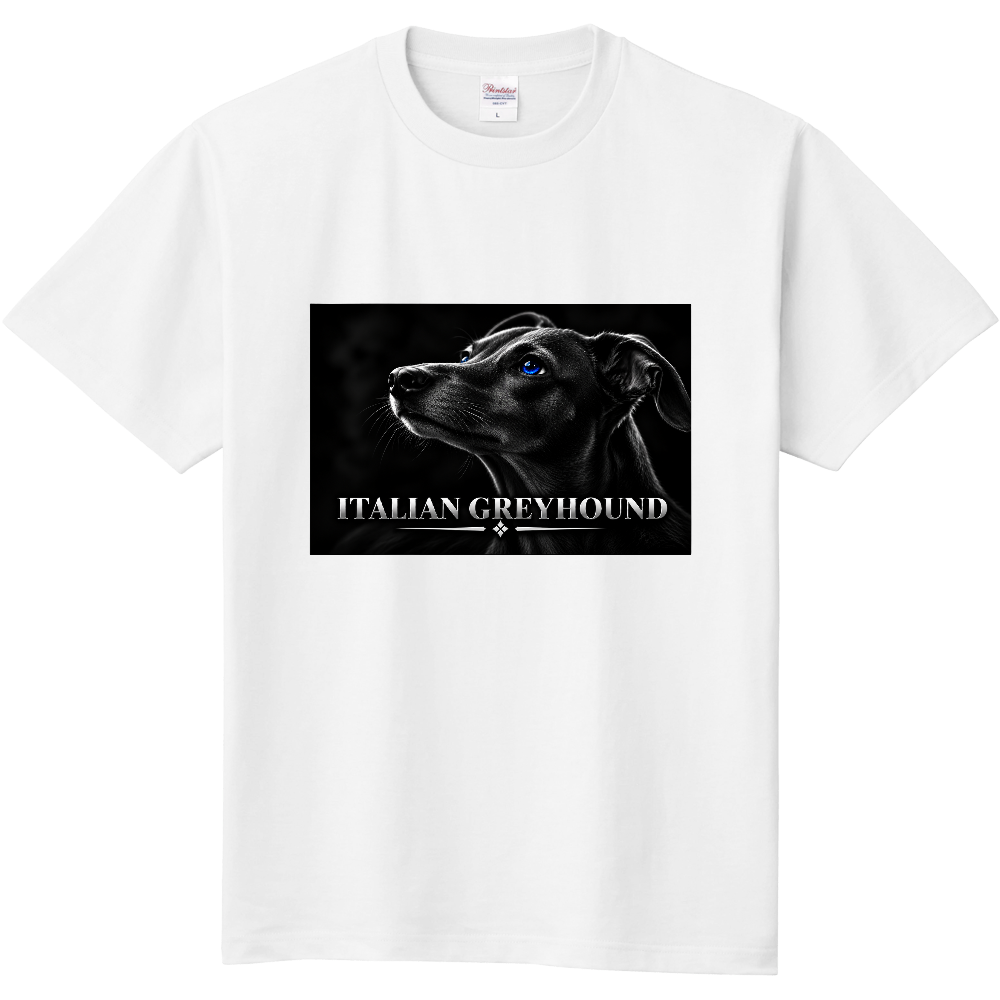 イタリアングレイハウンド ブルーアイ グラフィック ホワイトTシャツ