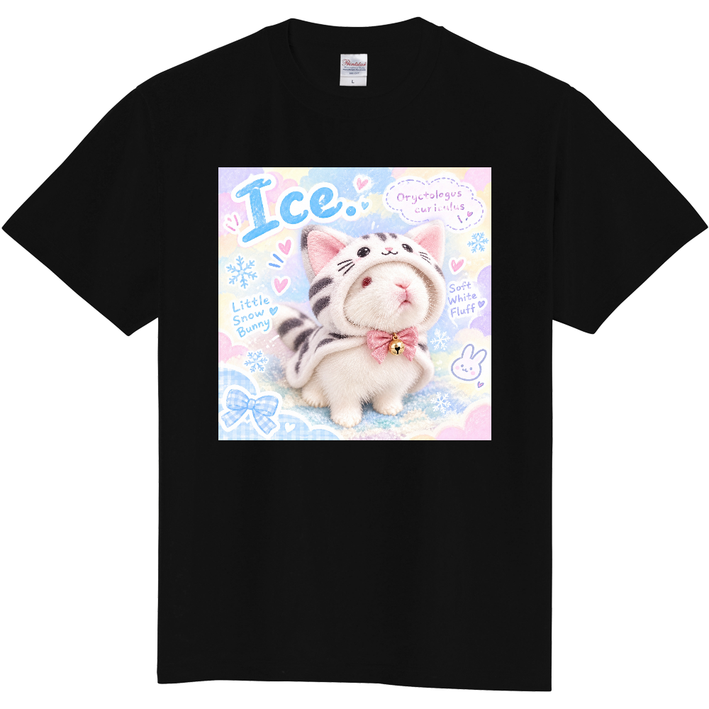 ホーランドロップのアイたん　ネコ被りTシャツ