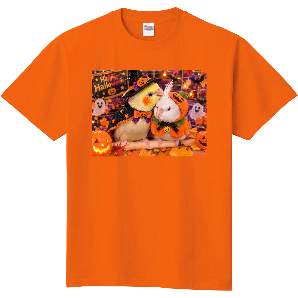 オカメインコの向日葵と琥珀姉弟ペア　ハロウィンコスプレTシャツ