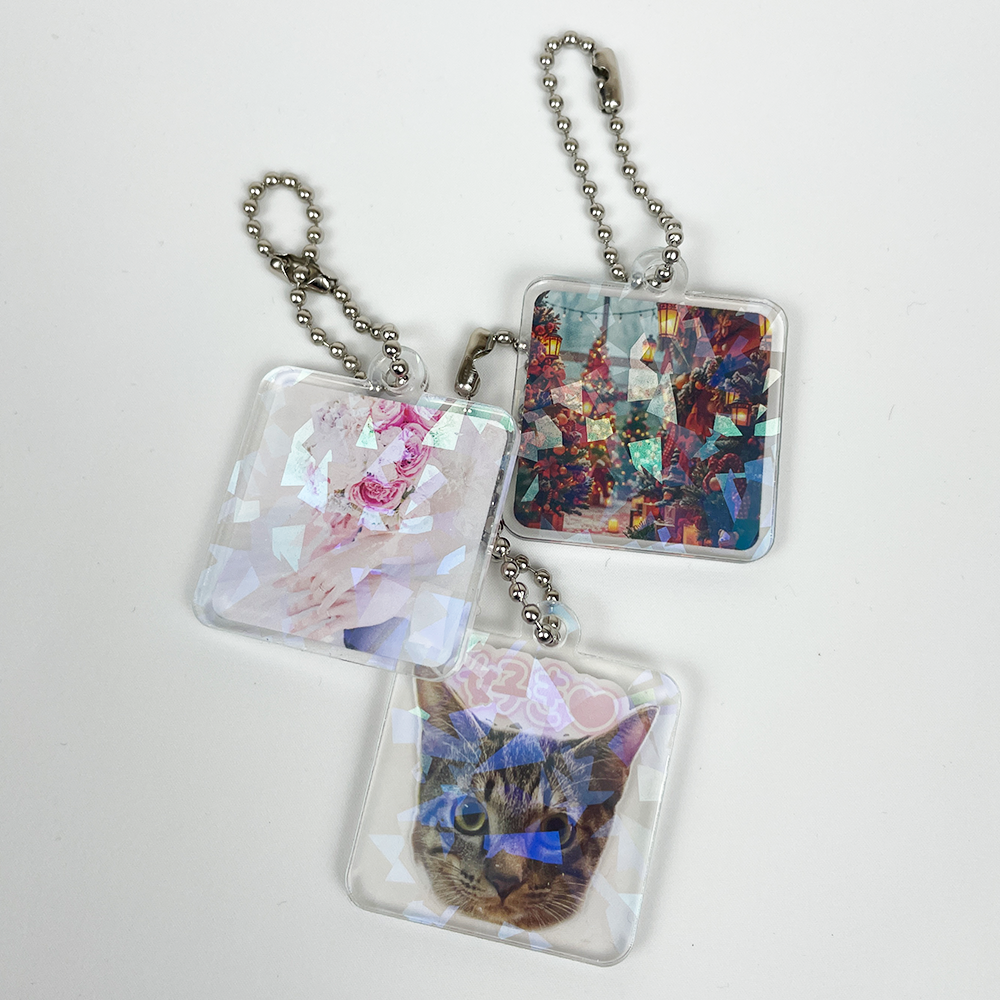 ホログラムアクリルキーホルダー（四角型）4cm ランダムブロック