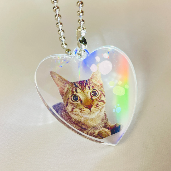 ホログラムアクリルキーホルダー（ハート型）4cm パステルオーロラ