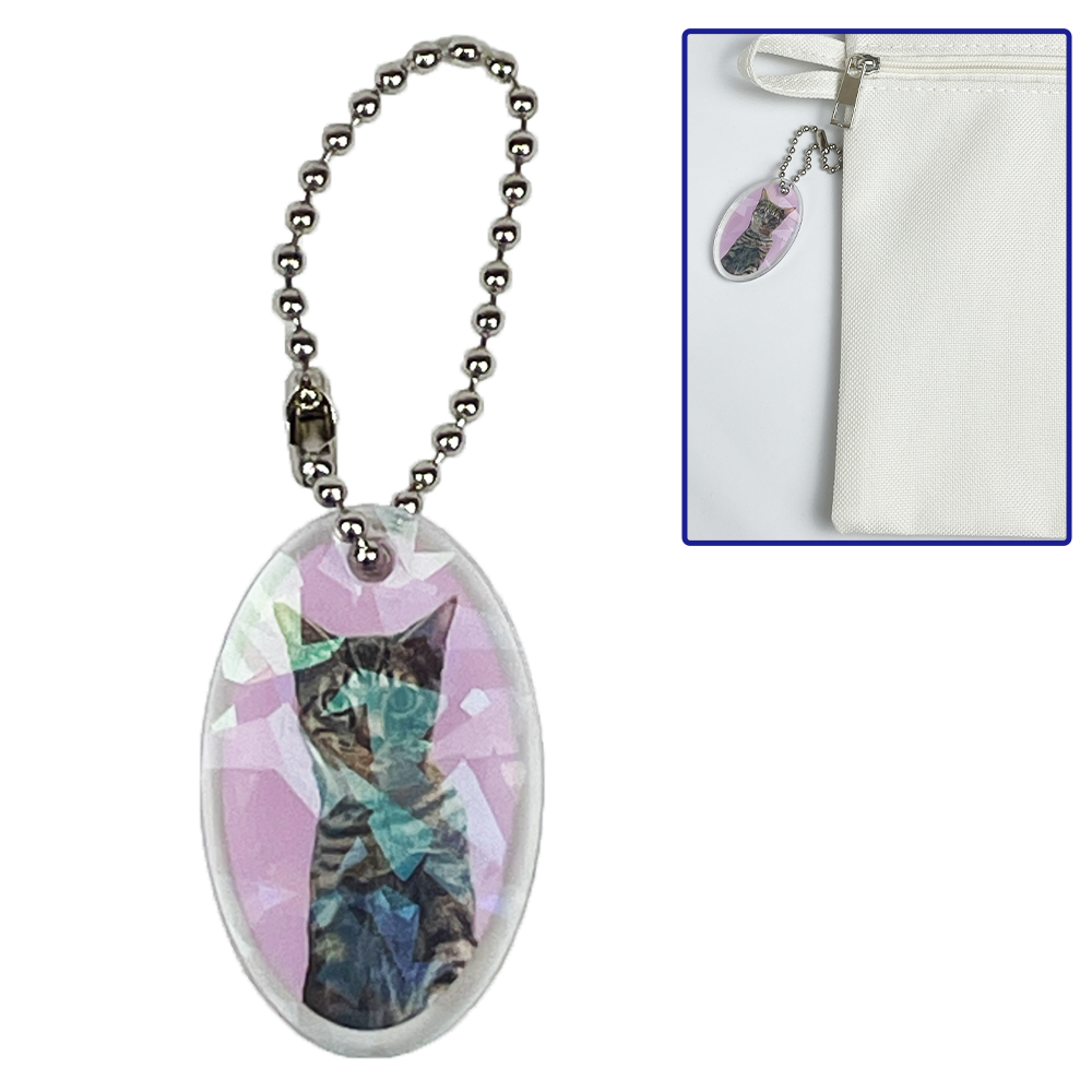 ホログラムアクリルキーホルダー（楕円型）4cm ランダムブロック