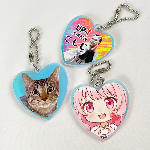 ホログラムアクリルキーホルダー（ハート型）4cm オーロラ