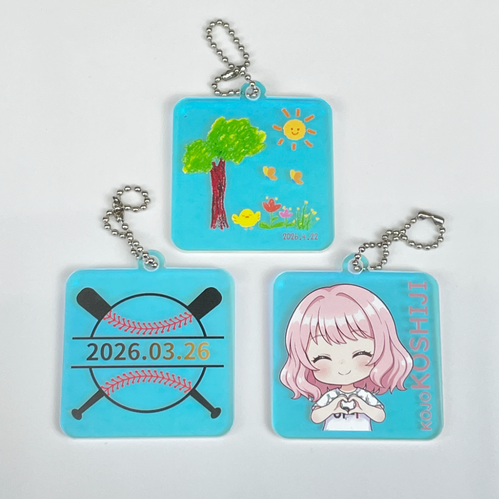 ホログラムアクリルキーホルダー（四角型）6cm オーロラ