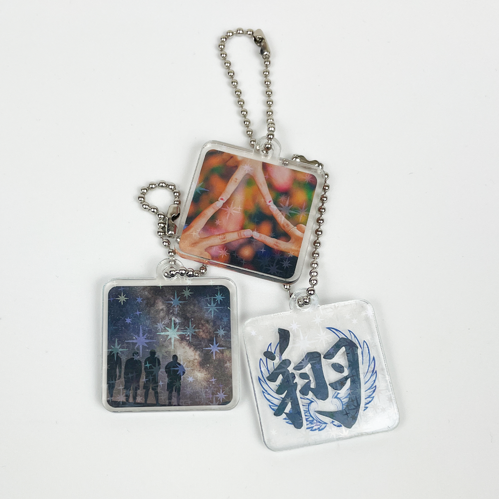 ホログラムアクリルキーホルダー（四角型）4cm キラキラスター