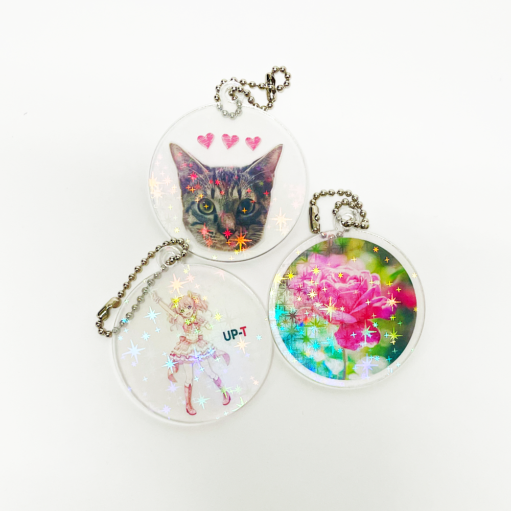 ホログラムアクリルキーホルダー（丸型）6cm キラキラスター