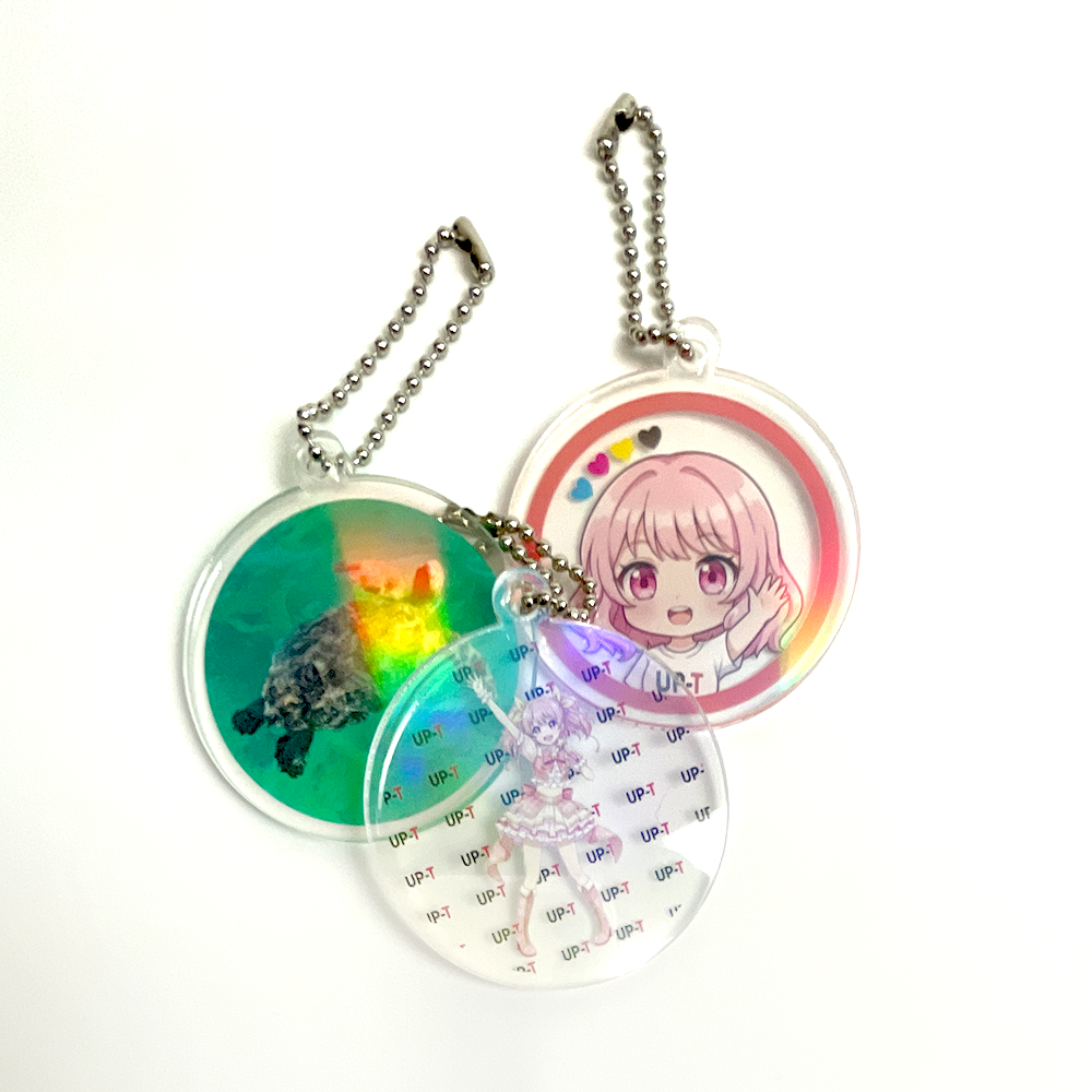 ホログラムアクリルキーホルダー（丸型）6cm パステルオーロラ
