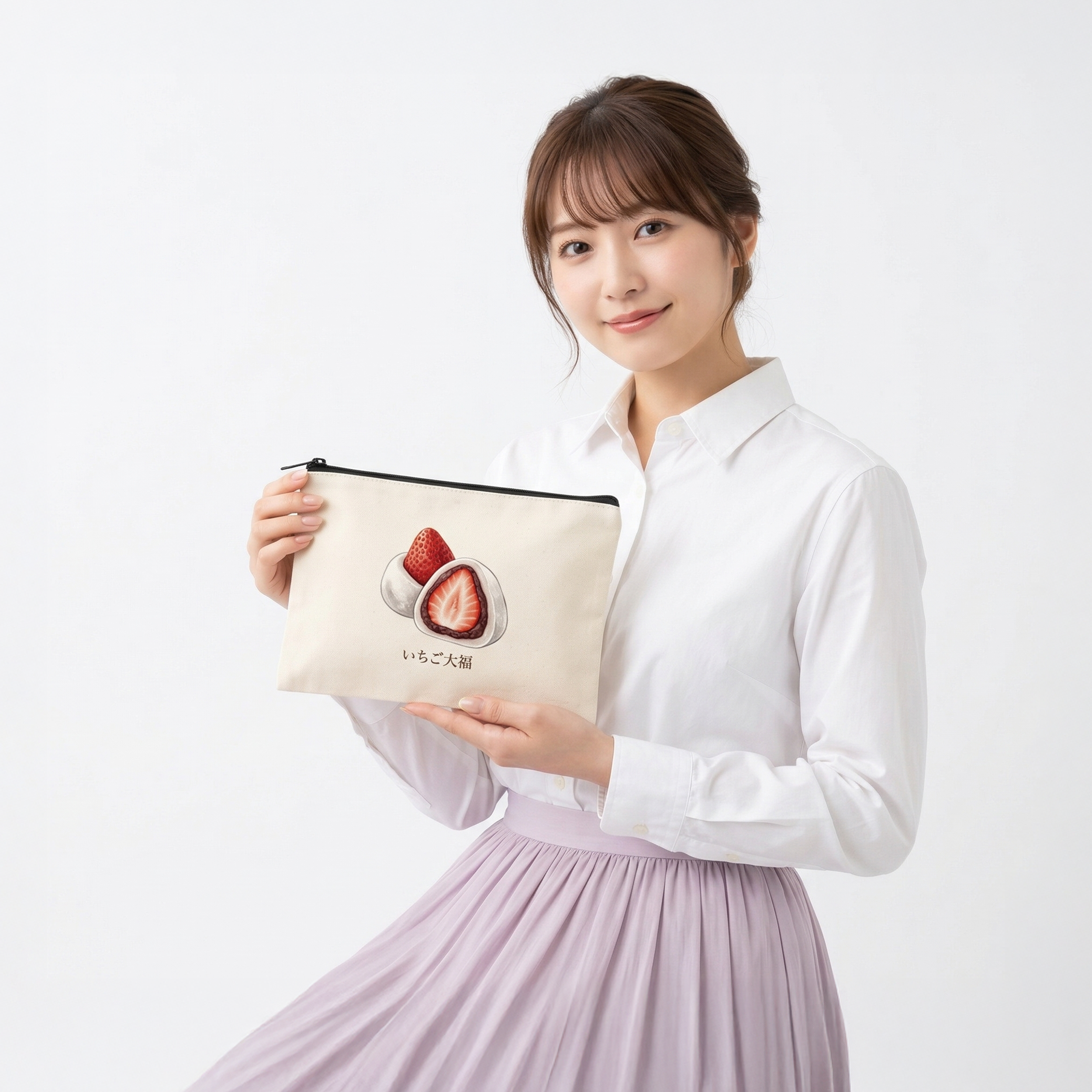 キャンバスフラットポーチ(S)【白プリント有】