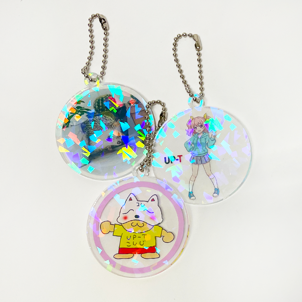 ホログラムアクリルキーホルダー（丸型）6cm ランダムブロック
