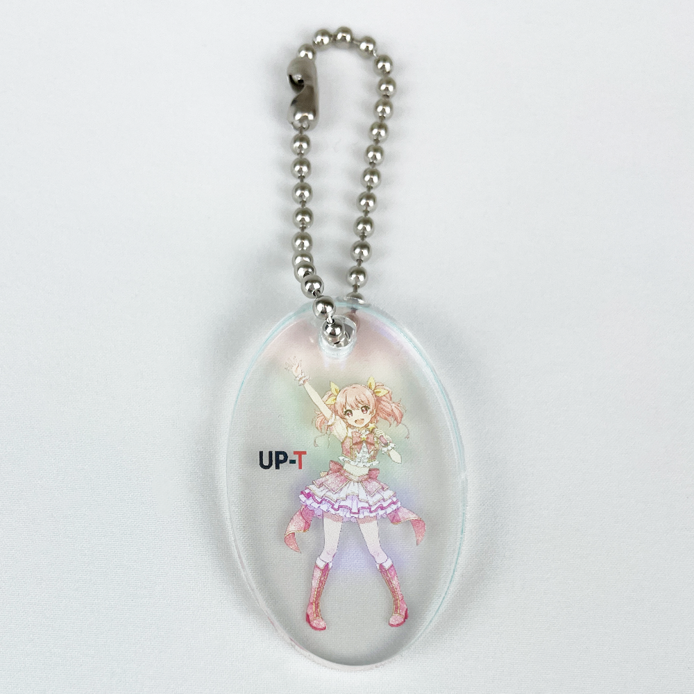 ホログラムアクリルキーホルダー（楕円型）4cm パステルオーロラ