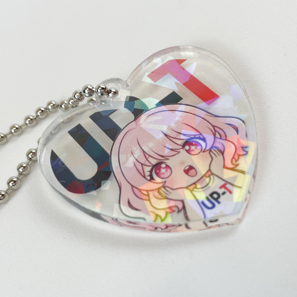 ホログラムアクリルキーホルダー（ハート型）4cm ランダムブロック