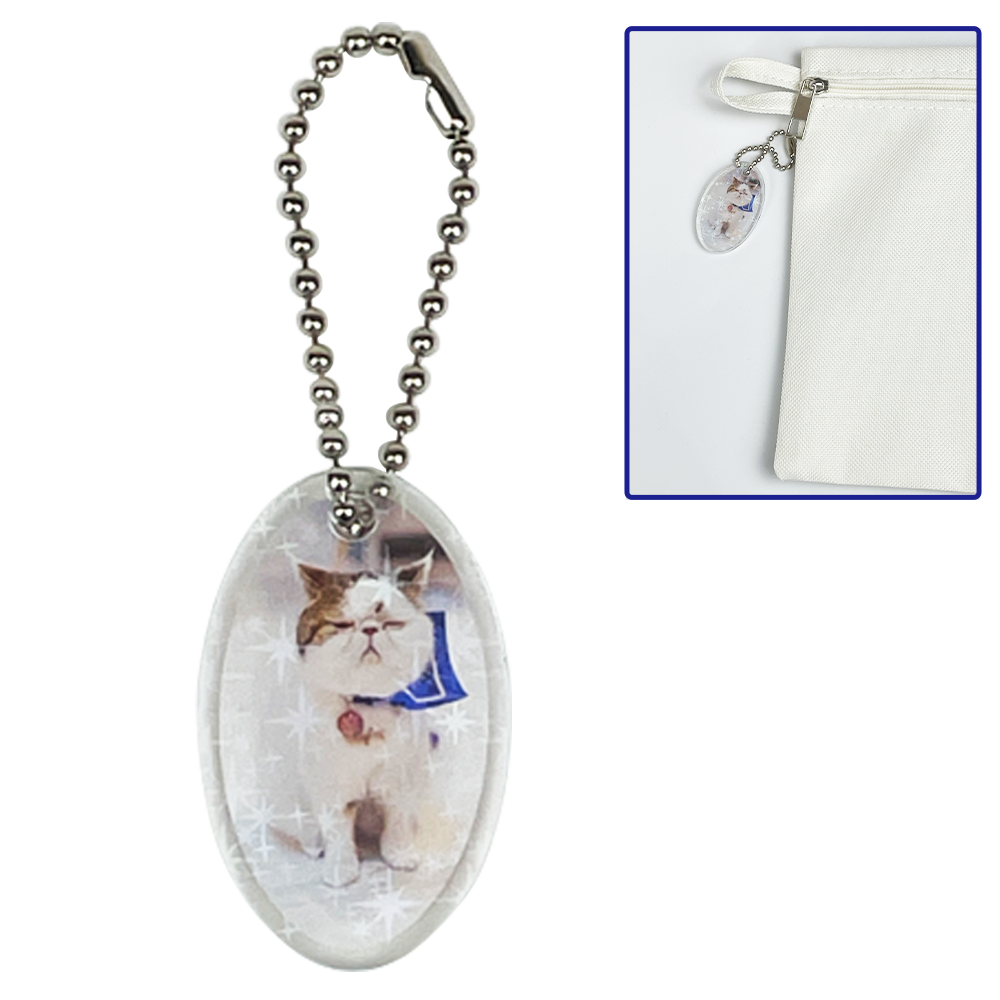 ホログラムアクリルキーホルダー（楕円型）4cm キラキラスター